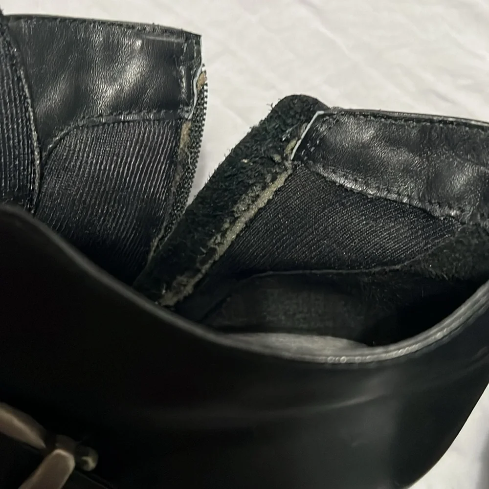 Mainframe Made in Italy Black Leather Ankle Booties with Buckle